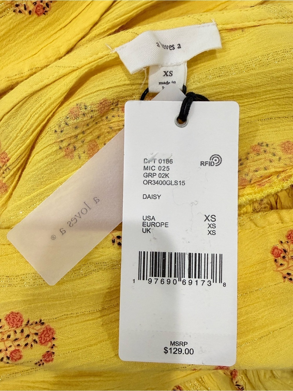 A loves A Daisy Yellow Floral Metallic V-Neck Ruffle Sleeve Tiered Maxi Dress - Picture 10 of 12